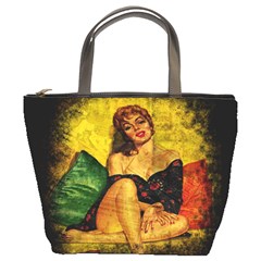 Pin Up Girl  Bucket Bags by Valentinaart