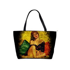 Pin Up Girl  Shoulder Handbags by Valentinaart