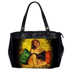 Pin Up Girl  Office Handbags (2 Sides)  by Valentinaart