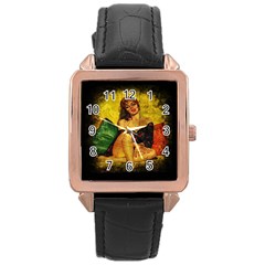 Pin Up Girl  Rose Gold Leather Watch  by Valentinaart