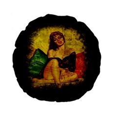 Pin Up Girl  Standard 15  Premium Flano Round Cushions by Valentinaart