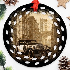 Vintage Old Car Ornament (round Filigree) by Valentinaart