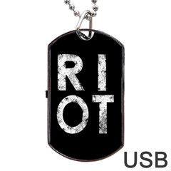 Riot Dog Tag Usb Flash (one Side) by Valentinaart