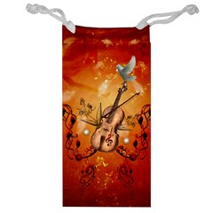 Violin With Violin Bow And Dove Jewelry Bag by FantasyWorld7