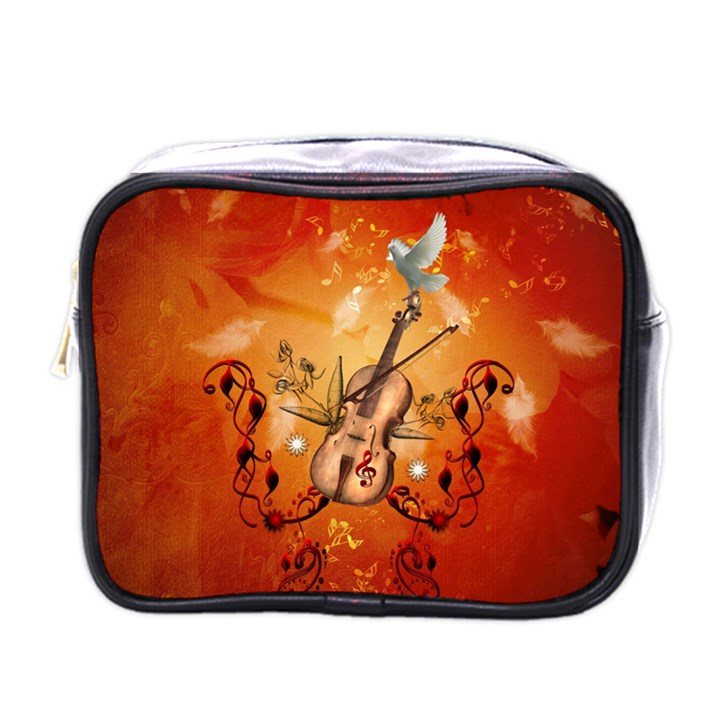 Violin With Violin Bow And Dove Mini Toiletries Bags