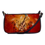 Violin With Violin Bow And Dove Shoulder Clutch Bags Front