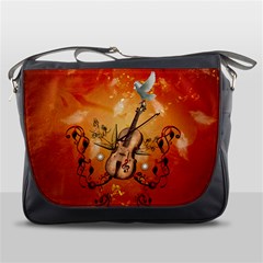 Violin With Violin Bow And Dove Messenger Bags by FantasyWorld7