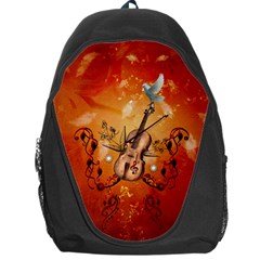 Violin With Violin Bow And Dove Backpack Bag by FantasyWorld7