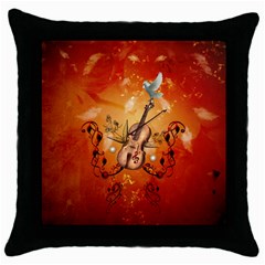 Violin With Violin Bow And Dove Throw Pillow Case (black) by FantasyWorld7