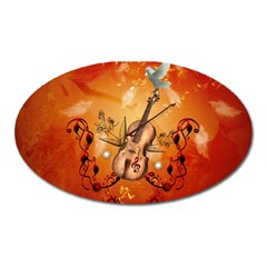 Violin With Violin Bow And Dove Oval Magnet by FantasyWorld7