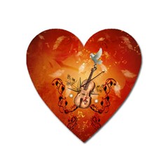 Violin With Violin Bow And Dove Heart Magnet by FantasyWorld7