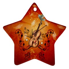 Violin With Violin Bow And Dove Star Ornament (two Sides) by FantasyWorld7