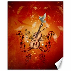 Violin With Violin Bow And Dove Canvas 16  X 20   by FantasyWorld7