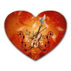 Violin With Violin Bow And Dove Heart Mousepads by FantasyWorld7