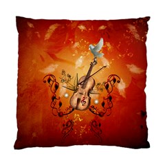 Violin With Violin Bow And Dove Standard Cushion Case (two Sides) by FantasyWorld7