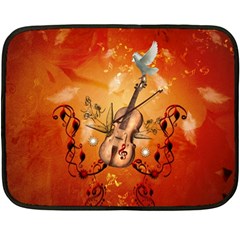 Violin With Violin Bow And Dove Double Sided Fleece Blanket (mini)  by FantasyWorld7