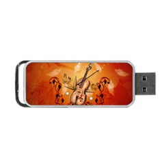 Violin With Violin Bow And Dove Portable Usb Flash (one Side) by FantasyWorld7