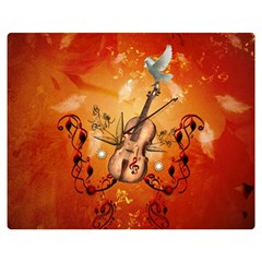 Violin With Violin Bow And Dove Double Sided Flano Blanket (medium)  by FantasyWorld7