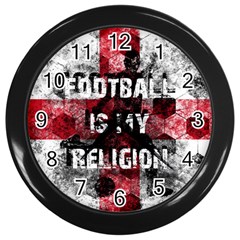 Football Is My Religion Wall Clocks (black) by Valentinaart