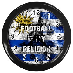 Football Is My Religion Wall Clocks (black) by Valentinaart