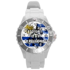 Football Is My Religion Round Plastic Sport Watch (l) by Valentinaart