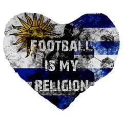 Football Is My Religion Large 19  Premium Heart Shape Cushions by Valentinaart