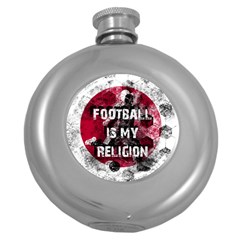 Football Is My Religion Round Hip Flask (5 Oz) by Valentinaart