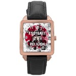 Football is my religion Rose Gold Leather Watch  Front