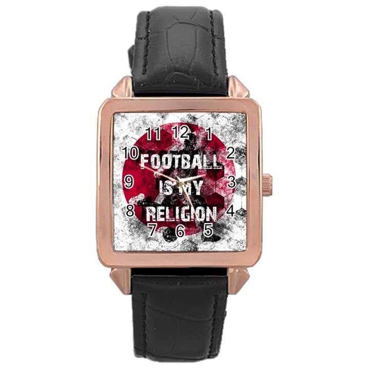 Football is my religion Rose Gold Leather Watch 