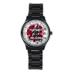 Football Is My Religion Stainless Steel Round Watch by Valentinaart