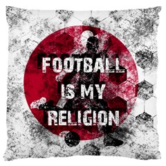 Football Is My Religion Large Flano Cushion Case (one Side) by Valentinaart