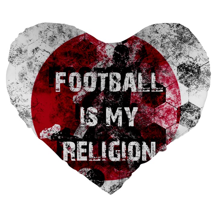 Football is my religion Large 19  Premium Flano Heart Shape Cushions