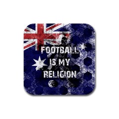 Football Is My Religion Rubber Square Coaster (4 Pack)  by Valentinaart