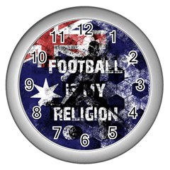 Football Is My Religion Wall Clocks (silver)  by Valentinaart