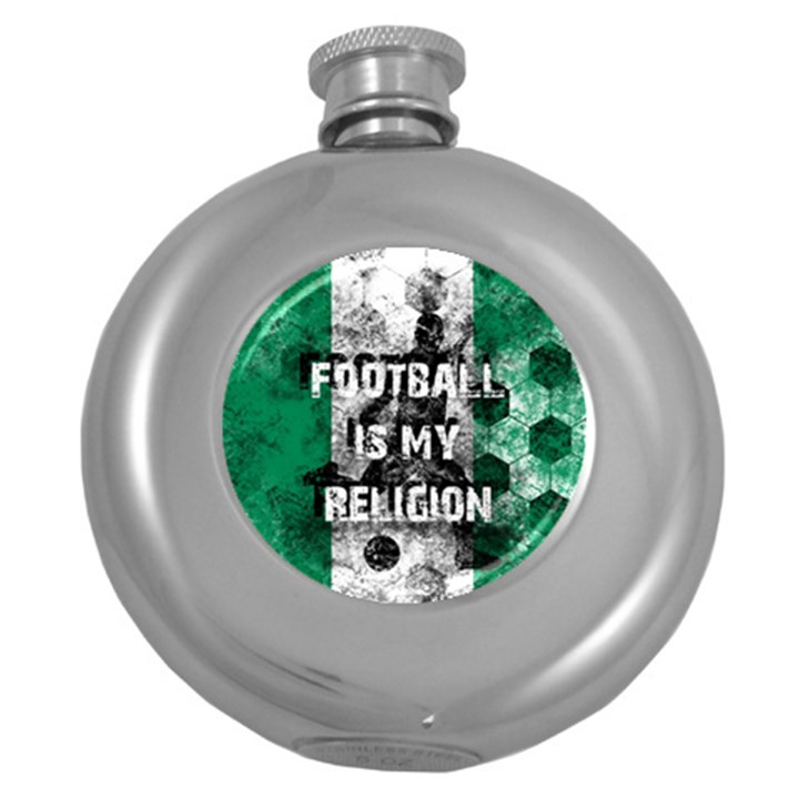 Football is my religion Round Hip Flask (5 oz)