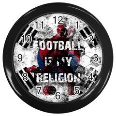 Football Is My Religion Wall Clocks (black) by Valentinaart