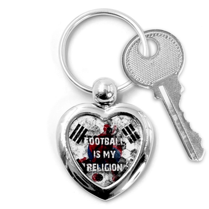 Football is my religion Key Chains (Heart) 