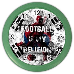 Football Is My Religion Color Wall Clocks by Valentinaart