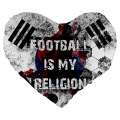 Football Is My Religion Large 19  Premium Flano Heart Shape Cushions by Valentinaart