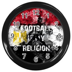 Football Is My Religion Wall Clocks (black) by Valentinaart