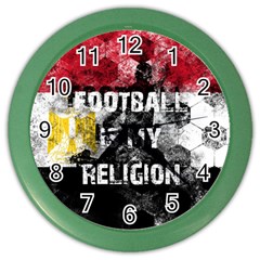 Football Is My Religion Color Wall Clocks by Valentinaart