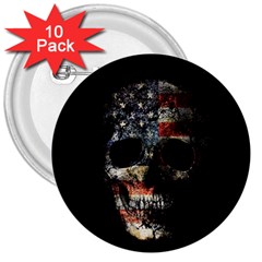 Skull 3  Buttons (10 Pack)  by Valentinaart