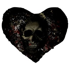 Skull Large 19  Premium Heart Shape Cushions by Valentinaart