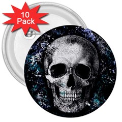 Skull 3  Buttons (10 Pack) 