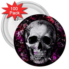 Skull 3  Buttons (100 pack) 