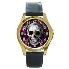 Skull Round Gold Metal Watch