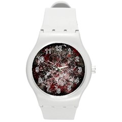 Grunge pattern Round Plastic Sport Watch (M)