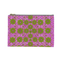 Paradise Flowers In Bohemic Floral Style Cosmetic Bag (large)  by pepitasart