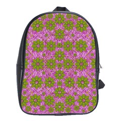 Paradise Flowers In Bohemic Floral Style School Bag (large) by pepitasart