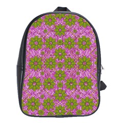 Paradise Flowers In Bohemic Floral Style School Bag (xl) by pepitasart